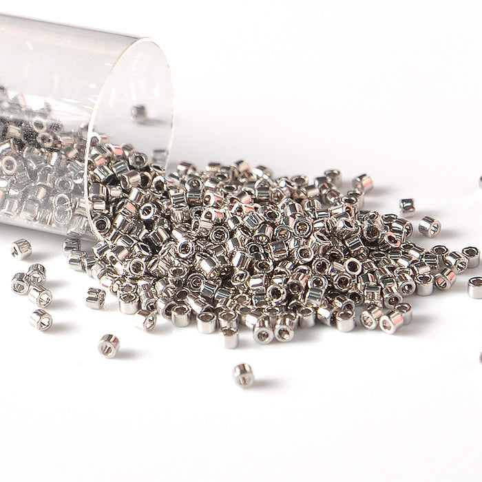 11/0 Miyuki Delica DB38 Palladium Plated Delica Beads, Embroidery beads, Japanese seed beads- 5 Grams