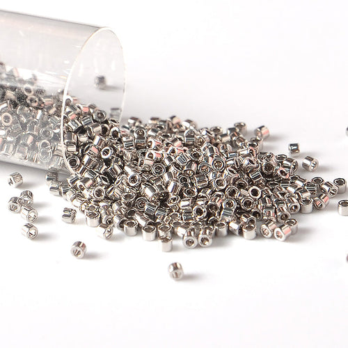 11/0 Miyuki Delica DB38 Palladium Plated Delica Beads, Embroidery beads, Japanese seed beads- 5 Grams