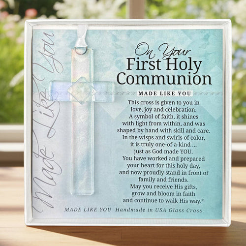 1st Holy Communion Gift: Iridescent Glass Cross