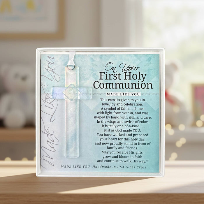 1st Holy Communion Gift: Iridescent Glass Cross