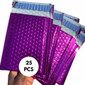 25-Pack Hot Pink Metallic Bubble Mailers (4x8) – Self-Seal, Lightweight & Water-Resistant