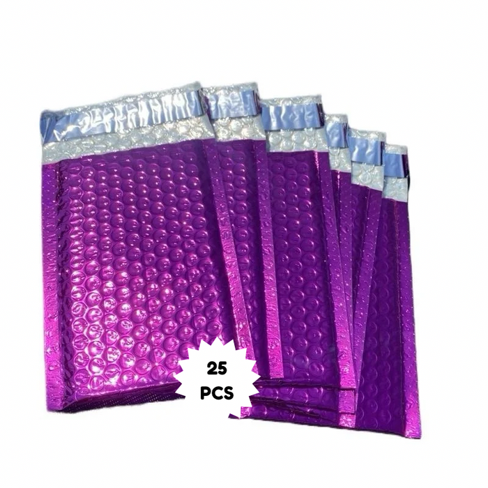25-Pack Hot Pink Metallic Bubble Mailers (4x8) – Self-Seal, Lightweight & Water-Resistant