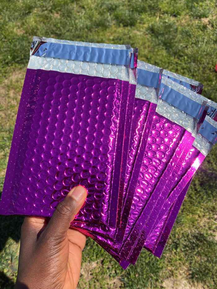 25-Pack Hot Pink Metallic Bubble Mailers (4x8) – Self-Seal, Lightweight & Water-Resistant