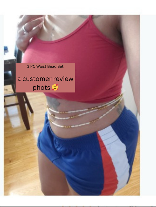 3 Pc Glow-in-the-Dark Waist Beads Set – Handmade Tie-On Beaded Jewelry 45”-50”