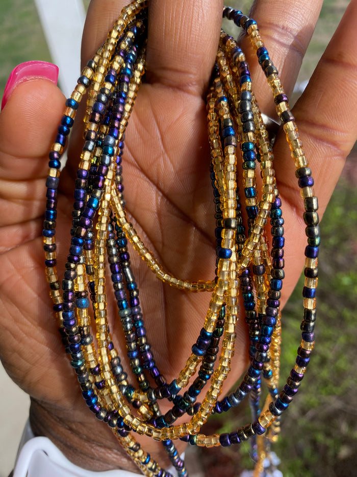 3 Pc Iridescent Black & Gold Waist Beads Set| Proverbs 31 Inspired Jewelry