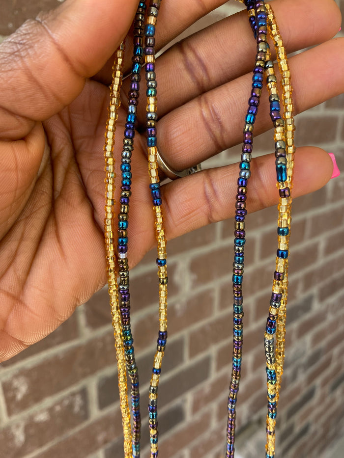 3 Pc Iridescent Black & Gold Waist Beads Set| Proverbs 31 Inspired Jewelry
