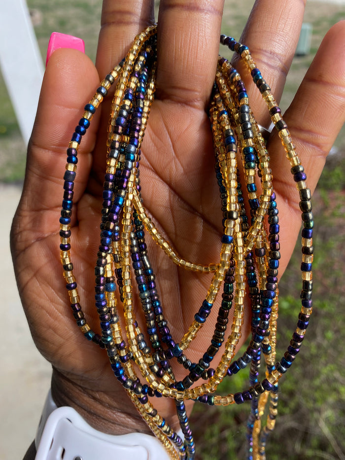 3 Pc Iridescent Black & Gold Waist Beads Set| Proverbs 31 Inspired Jewelry