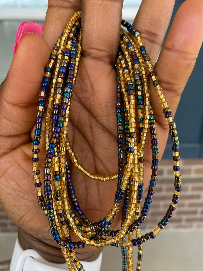 3 Pc Iridescent Black & Gold Waist Beads Set| Proverbs 31 Inspired Jewelry