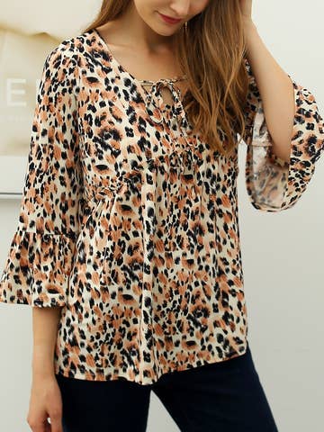 3/4 Sleeve with Neck String Detailed Top (multiple color choices)