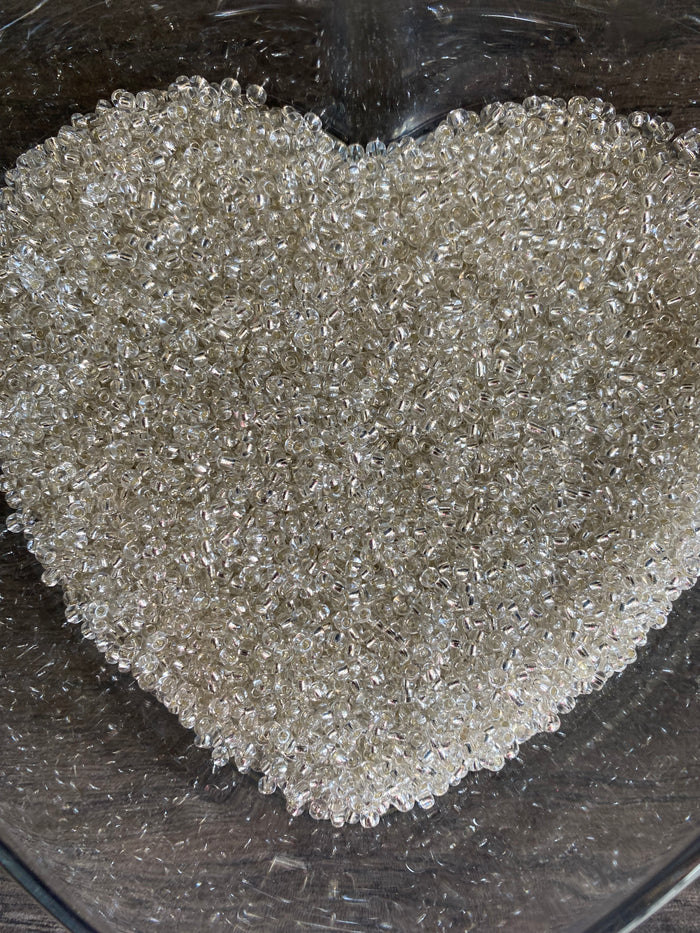 3mm- 8/0 beads,  Silver beads, Clear- 8/0 Seed Beads Glass Beads, 450 Grams,