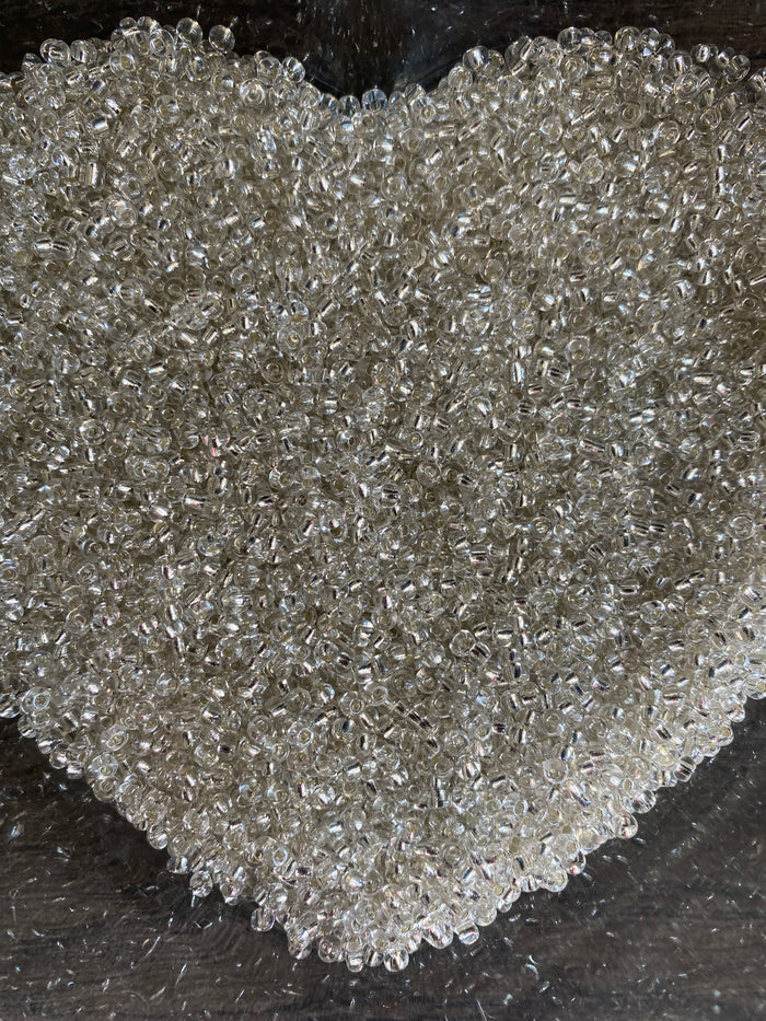 3mm- 8/0 beads,  Silver beads, Clear- 8/0 Seed Beads Glass Beads, 450 Grams,