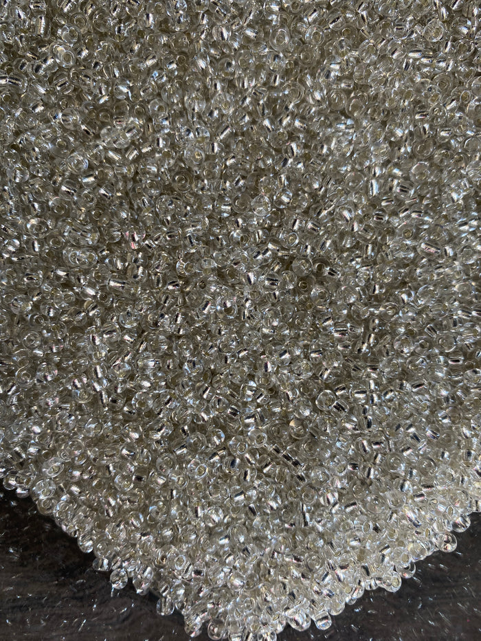 3mm- 8/0 beads,  Silver beads, Clear- 8/0 Seed Beads Glass Beads, 450 Grams,