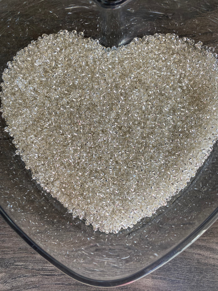 3mm- 8/0 beads,  Silver beads, Clear- 8/0 Seed Beads Glass Beads, 450 Grams,