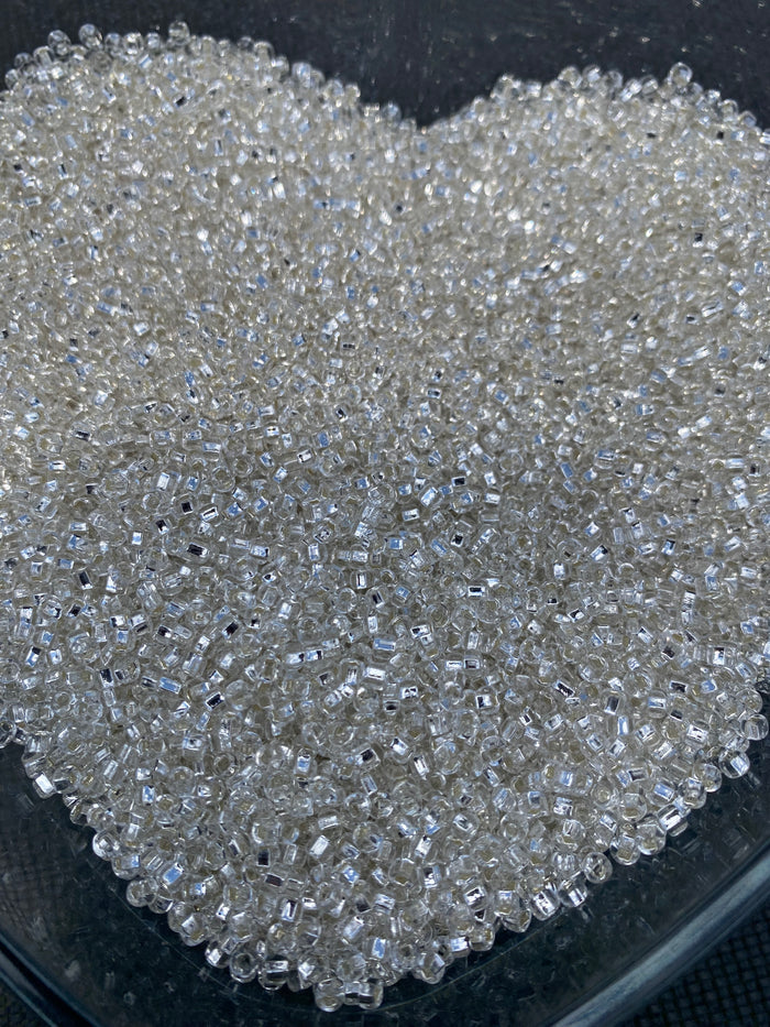 3mm- 8/0 beads,  Silverlined beads, Square-holes; Sparkles - Gkass beads for jewelry making - 450 Grams,