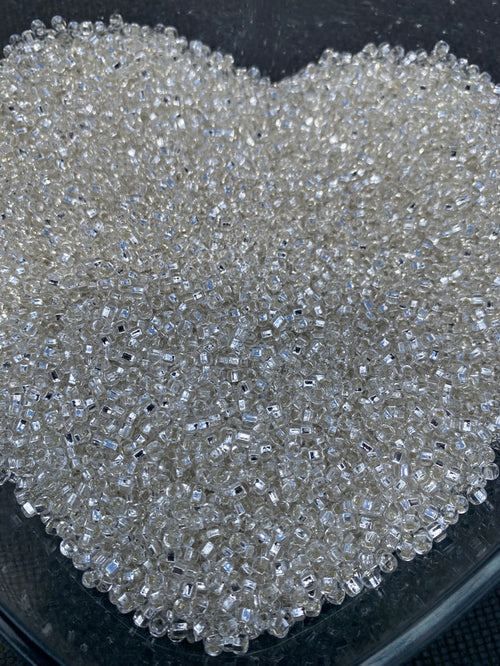 3mm- 8/0 beads,  Silverlined beads, Square-holes; Sparkles - Gkass beads for jewelry making - 450 Grams,