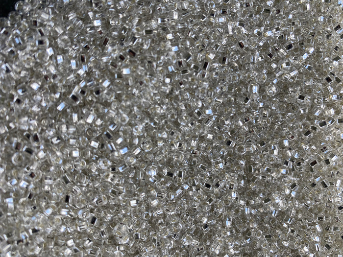 3mm- 8/0 beads,  Silverlined beads, Square-holes; Sparkles - Gkass beads for jewelry making - 450 Grams,