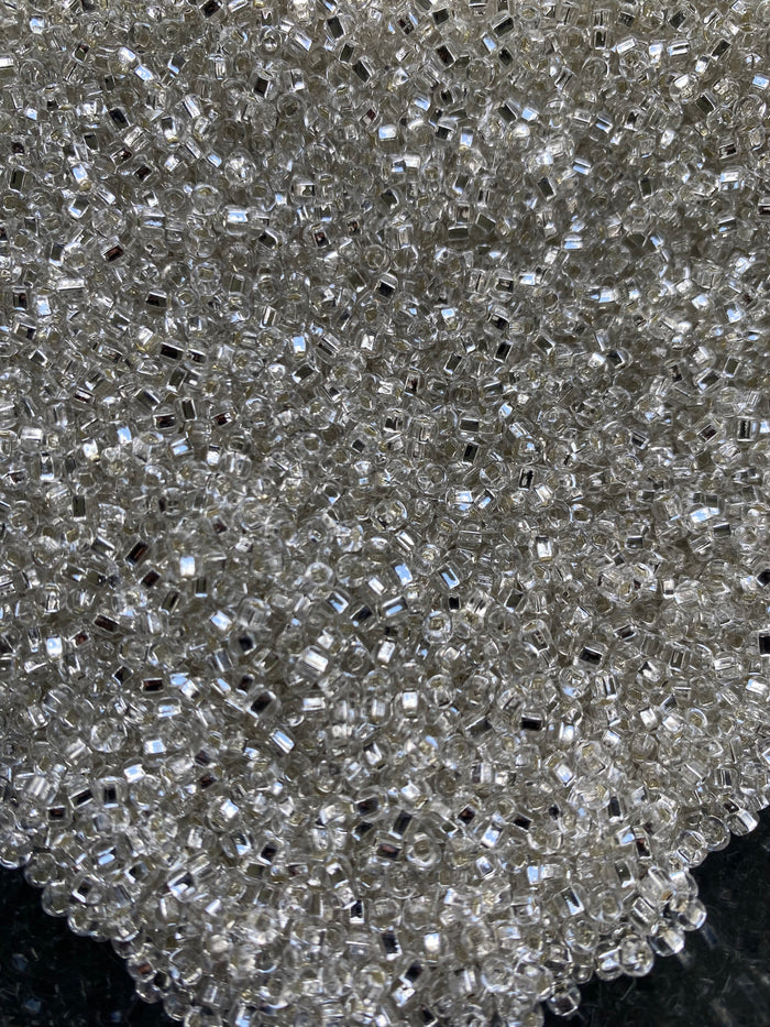 3mm- 8/0 beads,  Silverlined beads, Square-holes; Sparkles - Gkass beads for jewelry making - 450 Grams,