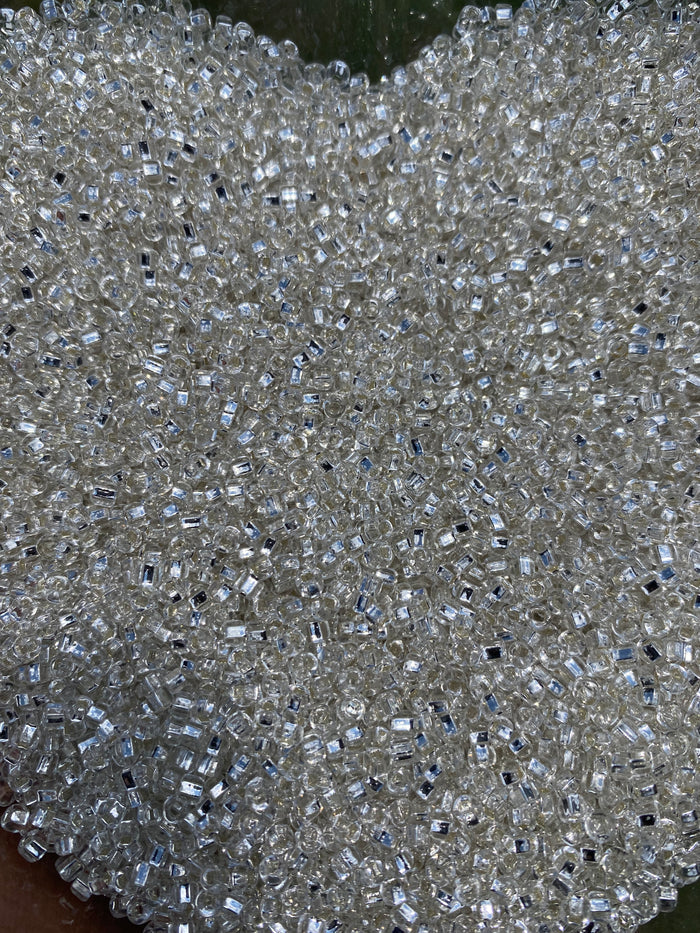 3mm- 8/0 beads,  Silverlined beads, Square-holes; Sparkles - Gkass beads for jewelry making - 450 Grams,