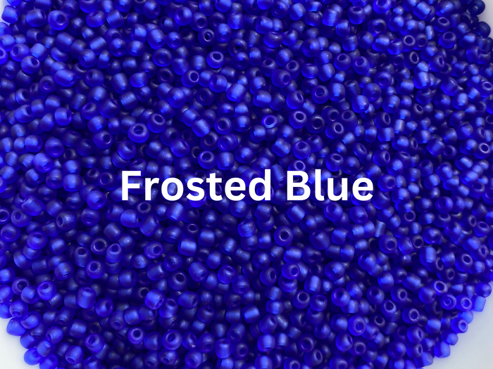 3mm- 8/0 Blue Seed Beads, 3mm, Perfect for Jewelry Making- Indigo, Frosted Blue, Light Blue, Glossy Blue beads