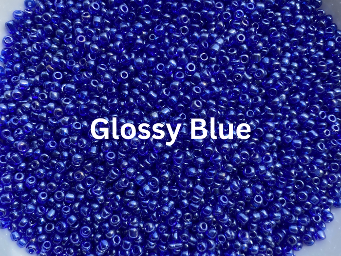 3mm- 8/0 Blue Seed Beads, 3mm, Perfect for Jewelry Making- Indigo, Frosted Blue, Light Blue, Glossy Blue beads