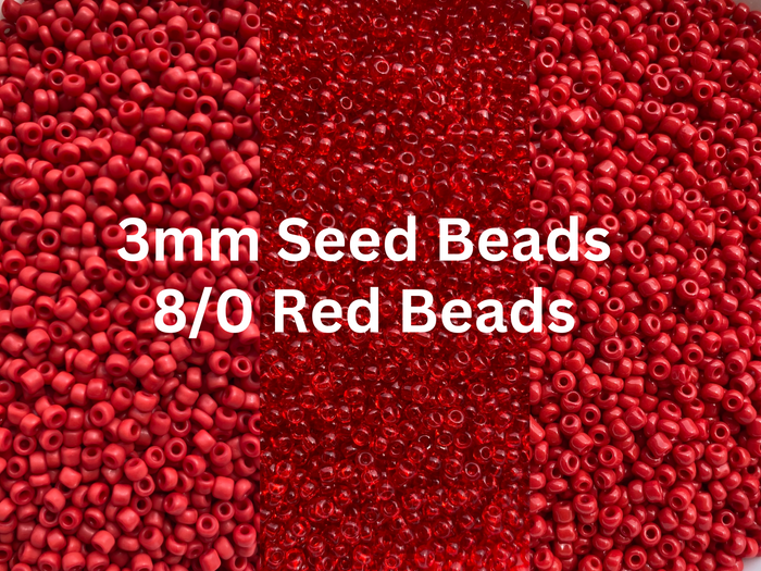 3mm Seed Beads, Size 8/0 - Matte; Translucent & Frosted Red 450grams