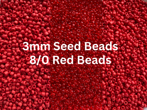 3mm Seed Beads, Size 8/0 - Matte; Translucent & Frosted Red 450grams