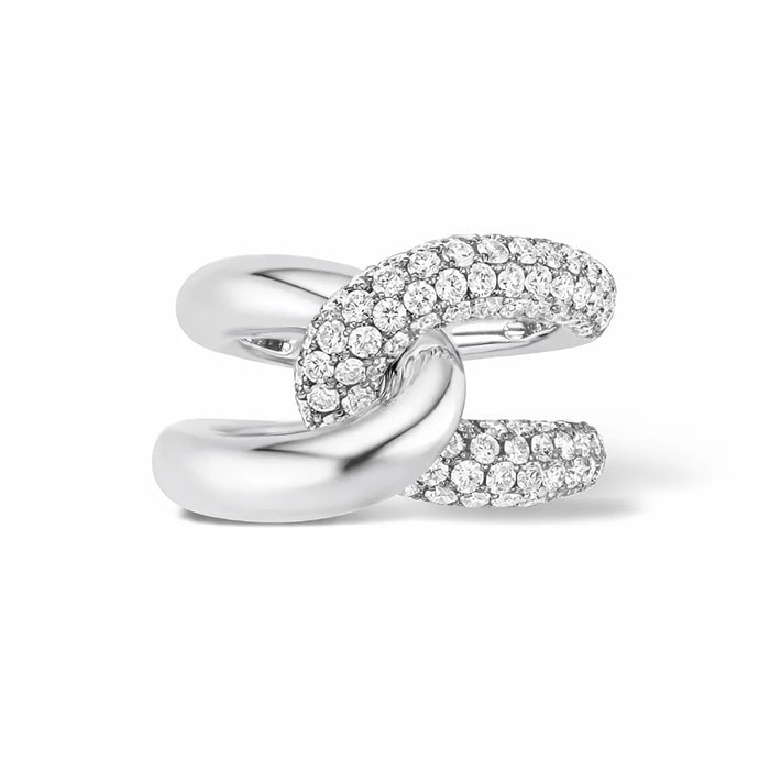 Aceline 18K Gold Interlocking Chain Link Pavé Ring