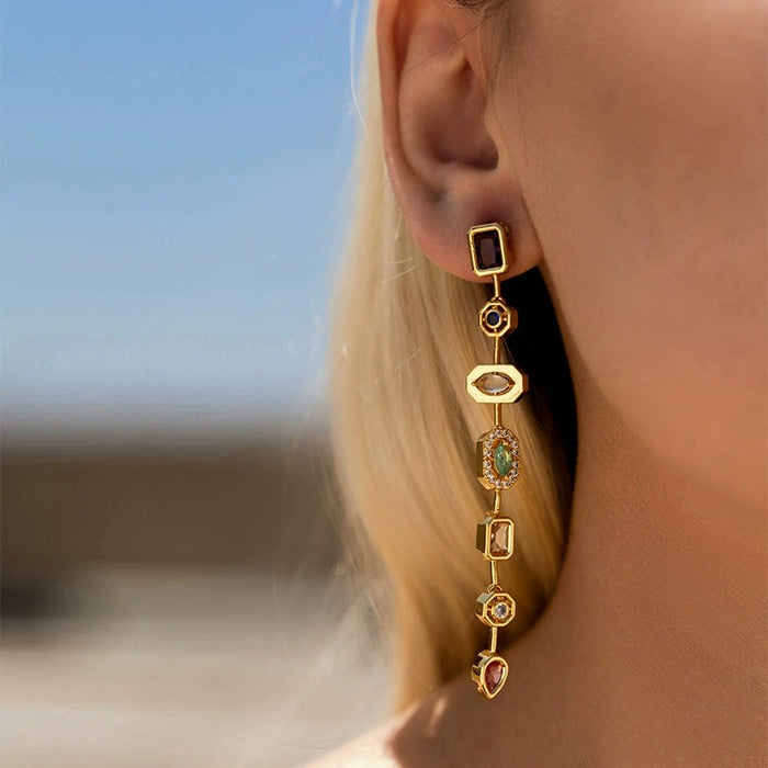 Adelrike Multicolor Mixed Shape Drop Earrings