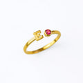 Adjustable Initial & Birthstone Ring
