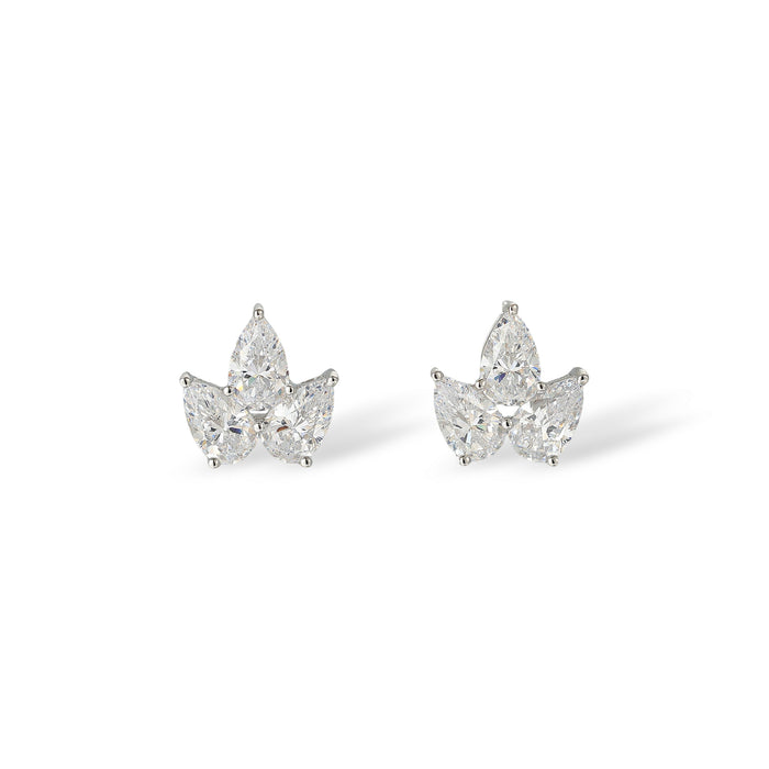Agneline White Teardrop Crown Stud Earrings