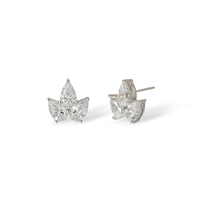 Agneline White Teardrop Crown Stud Earrings