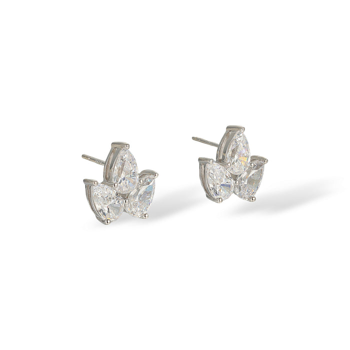 Agneline White Teardrop Crown Stud Earrings