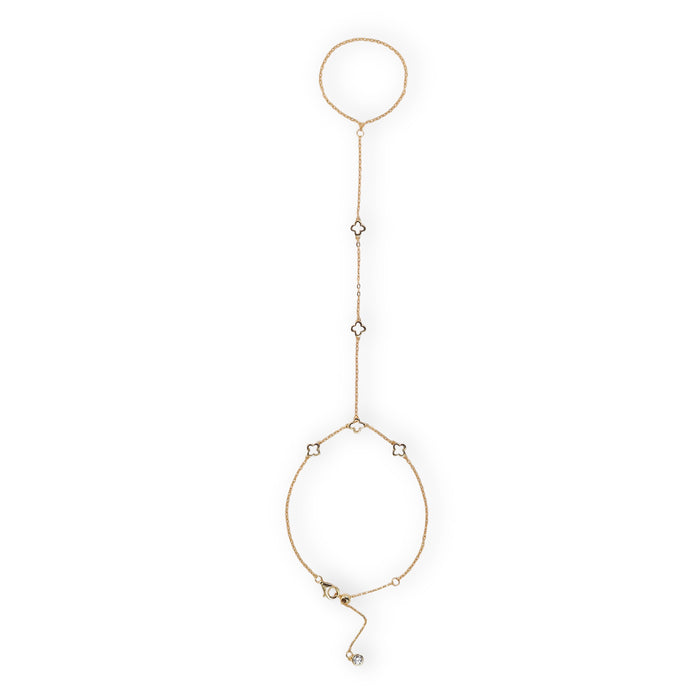 Agrégine 18K Gold Hollow Trèfle Linked Finger Bracelet