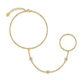 Amecie 18K Gold Round Moissanite Linked Finger Bracelet