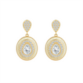 Anshild 14K Gold Teardrop Round Moissanite Drop Earrings