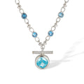 Antigone Blue Round T Bar Necklace