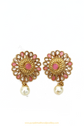 Antique Gold Finished Gajri Polki Studs By PTJ