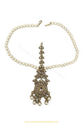 Antique Gold Finished Pearl Champagne Stone Matha Patti By PTJ Exclusive