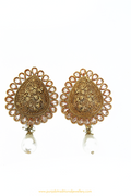 Antique Gold Finished Polki Studs By PTJ