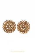 Antique Gold Finished Polki Studs By PTJ