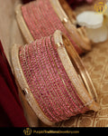 Antique Gold Finished Purple AD Stone Bangle Set (Both Hand Pair) | Punjabi Traditional Jewellery Exclusive