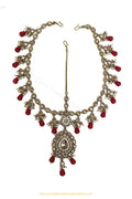 Antique Gold Finished Rubby Champagne Stone Matha Patti By PTJ Exclusive