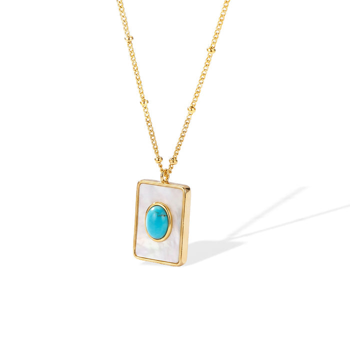 Araminte Mother-Of-Pearl Oval Turquoise Necklace
