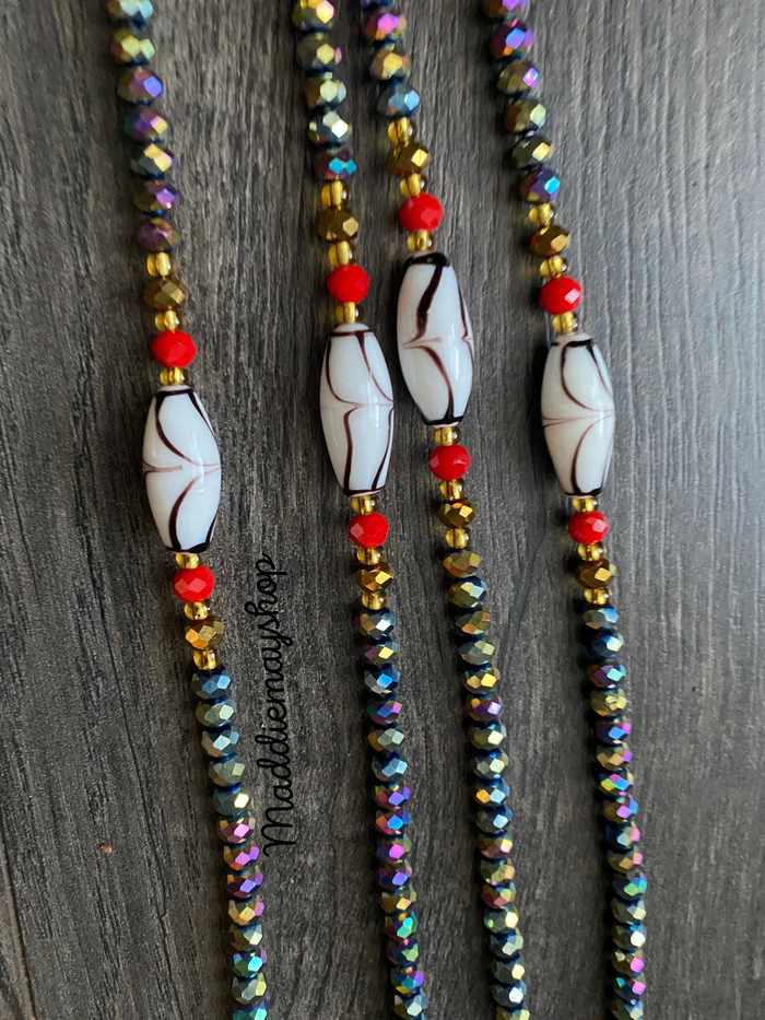 Aseye- Iridecent Black Waist Bead- Tie On Crystal Waist Bead 45"-50"