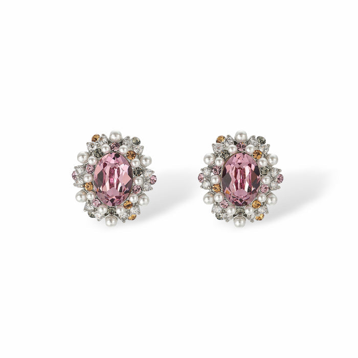 Aubépine Oval Pearl Stud Earrings