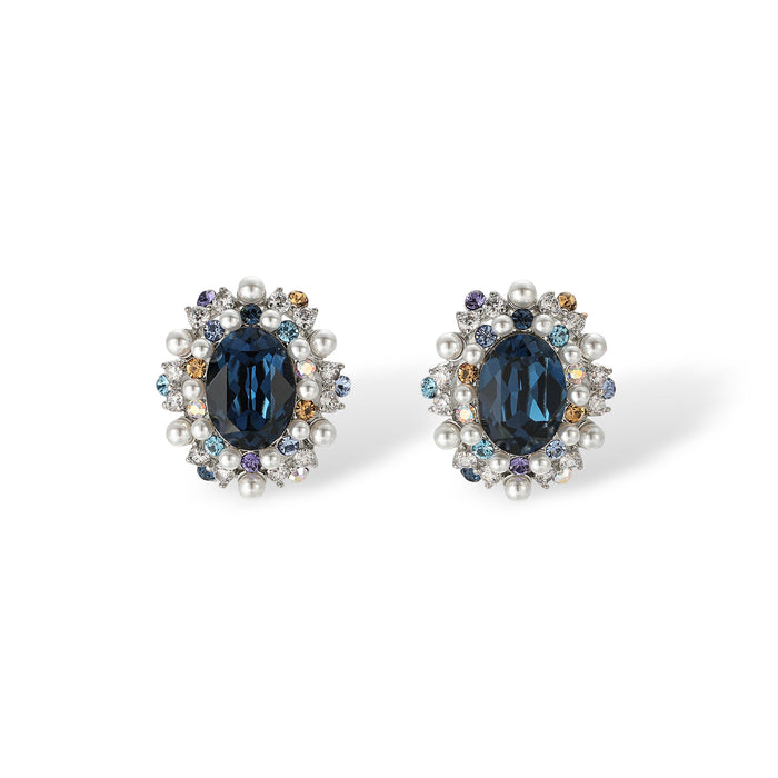 Aubépine Oval Pearl Stud Earrings