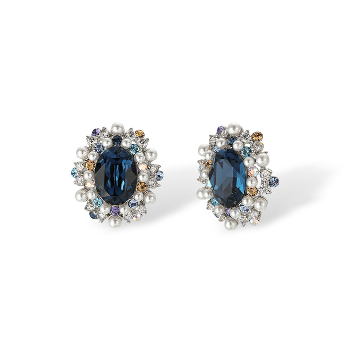 Aubépine Oval Pearl Stud Earrings