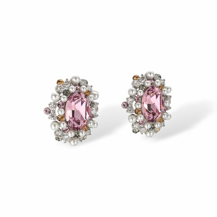 Aubépine Oval Pearl Stud Earrings