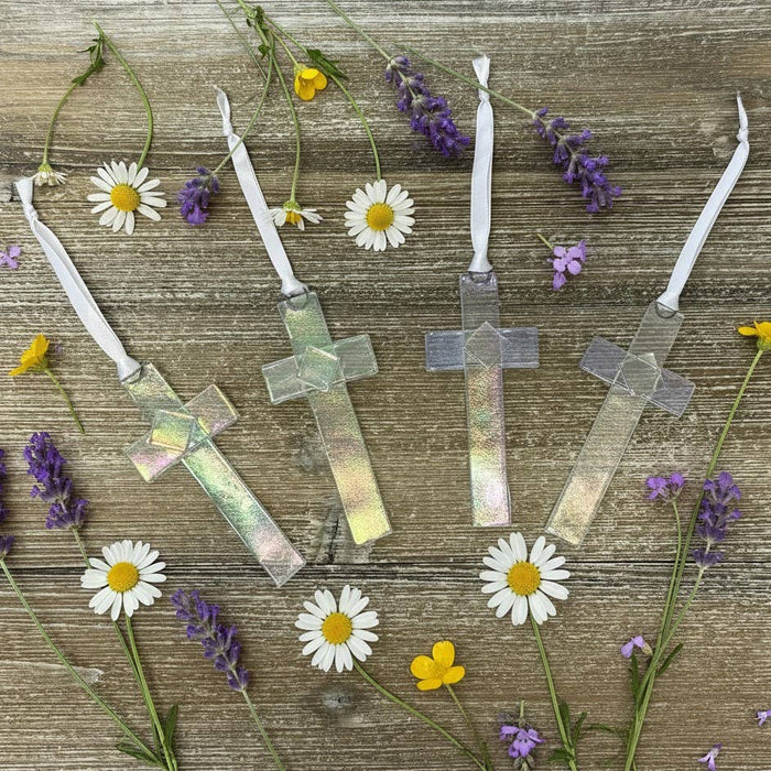 Baby Dedication Gift USA Handmade Clear Glass Cross