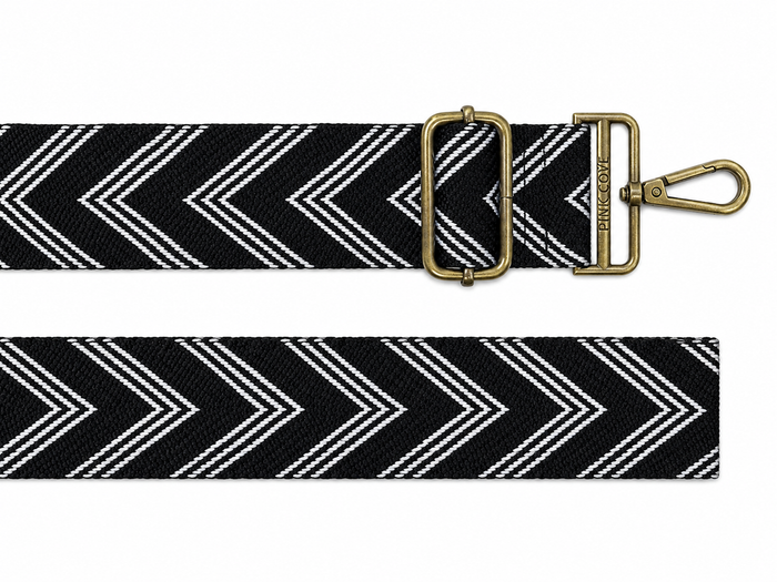 BAG STRAPS | BLACK CHEVRON | GOLD/BRASS